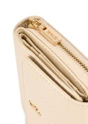 Small cream leather women's wallet PORES-0802R-0B(W26), close-up of the product detail on a white background.