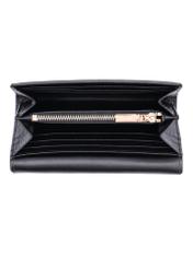 Large black leather women's wallet PORES-1016-9I(Z26), product view inside on white background.