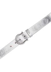 Women's silver leather belt PASDS-0274-9X(Z26), product view from above on white background.