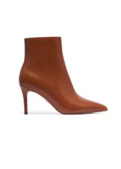 Cognac leather high heel ankle boots BUTYD-1122-1F(Z26), product view from the side on a white background.