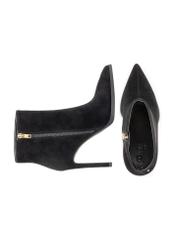 Black suede high heel ankle boots BUTYD-1207-99(Z25), top view of the product on a white background.
