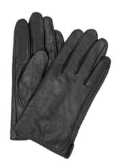 Men's black leather gloves REKMS-0001A-99(Z26) – front view of the product on a white background.