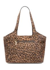 Large women's handbag with leopard print TORES-1169-86(Z25), product view from the back on a white background.