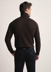 Men's turtleneck sweater in dark brown color SWEMT-0095B-1I(Z26), product view from the back on the model, half of the silhouette visible.
