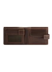 Men's brown leather wallet PORMS-0671-89(Z25), product view from the inside on a white background.
