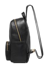 Black leather women's backpack TORES-1072E-9I(W26) - side product view, on white background.