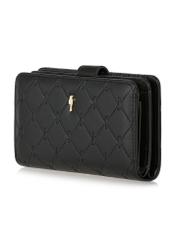 Black women's wallet with embossed pattern POREC-0391A-99(Z25), diagonal product view on white background.