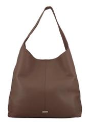 Beige leather shopper bag TORES-1372-1K(Z26) - front product view, on white background.