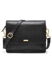Black leather messenger bag TORES-1182-99(Z25), front product view on white background.