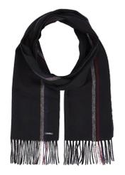 Men's woolen black scarf SZAMT-0090-9J(Z26), front product view on white background.