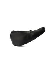 Men's black leather waist bag TORMS-0497-99(W26) - diagonal product view, on a white background.