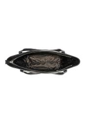 Black large leather women's handbag TORES-1124D-99(Z25), product view from the inside on a white background.