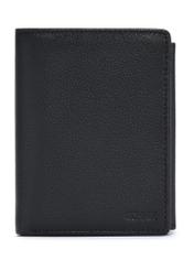 Black men's leather wallet PORMS-0632A-9I(W26), front product view on white background.