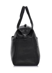 Men's black leather travel bag TORMS-0421A-99(Z25) - side product view on white background.