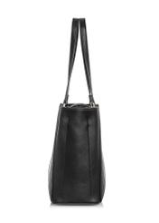 Black women's handbag with monogram TOREC-0831A-98(Z25) - side view of the product on a white background.