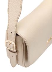 Beige leather women's messenger bag TORES-1122E-1B(W26), close-up of the product detail on a white background.