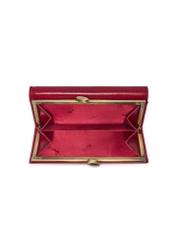Red leather women's wallet PL-128-4B(KS), product view inside on white background.