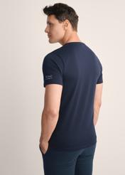 Navy blue basic T-shirt for men with logo TSHMT-0091-69(KS)