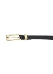 Thin black leather women's belt PASDS-0269A-99(W24)-03