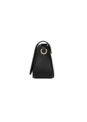 Small black women's messenger bag with monogram TOREC-1289-9P(Z26). Side view on a white background.