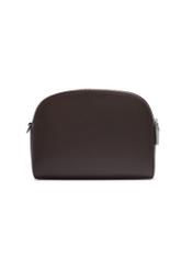 Small brown two-compartment leather women's handbag TORES-1349-1H(Z26), product view from the back on a light background.