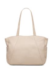 Beige leather women's shopper bag TORES-1255-1A(W26), product view from the back on a white background.