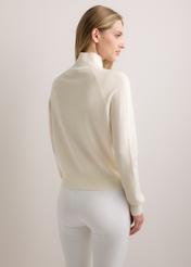 Women's cream cashmere cardigan KARDT-0069-0B(Z26), product view from the back on the model. Full body visible.