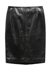 Women's black leather skirt SPCDS-0031-9I(Z26), front view on a white background.