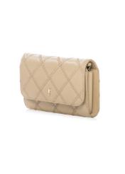 Small beige leather women's handbag TORES-1043-1B(W26) - diagonal product view, on a white background.