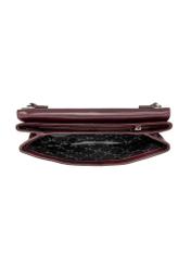 Burgundy small leather clutch bag TORES-1188-49(Z25), product view inside on white background.