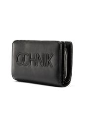 Black women's wallet with logo POREC-0401-99(W25), diagonal product view on white background.