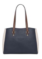 Navy blue women's shopper bag TOREC-1260-7E(Z26), product view from the back on a light background.