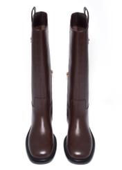 Women's dark brown leather boots BUTYD-1333-1I(Z26) – front view of the product on a white background.