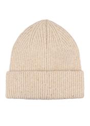 Beige women's hat with wool CZADT-0218-1B(Z26), product view from the back on a white background.