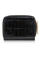 Small black croco women's wallet POREC-0352A-9G(Z26) back view of the product on a white background.