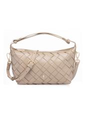Beige women's handbag with braid TOREC-1169-1A(W26) - front product view, on white background.