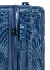 Small suitcase on wheels WALPC-0015-7D-19(W26), view of the product lock on a white background.