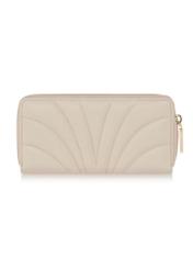 Large cream women's wallet with stitching PORES-0800B-12(W23)-02