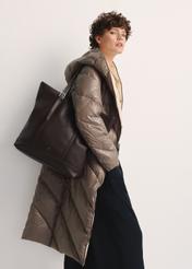 Large brown women's shopper bag TOREC-1067-89(Z25)