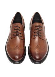 Brown leather men's shoes BUTYM-0548-1H(Z26), front product view on white background.