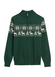Green men's cotton sweater SWEMT-0178-54(Z25), product view from the front on a white background.
