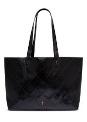 Women's black shopper bag with stitching TOREC-1247-9P(Z26), front product view on white background.