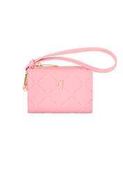 Pink small women's wallet with handle POREC-0407-5B(W26) - front product view, on white background.