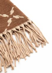 Double-sided women's scarf with monogram SZADT-0206-1D(Z26) close-up of the product detail, view on a white background.