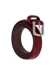 Dark red leather women's belt PASDS-0300-4C(Z26), diagonal product view on white background.