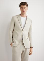 Men's beige herringbone jacket MARMT-0023-1B(W26)