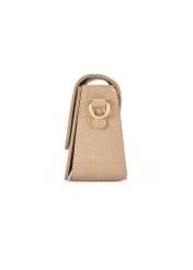 Small beige women's croco handbag TOREC-1171-1B(W26) - side product view, on a white background.