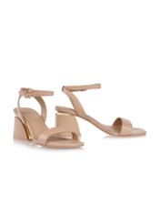 Beige leather sandals on a low post BUTYD-1077-81(W24)-02