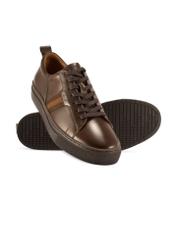 Dark brown men's leather shoes BUTYM-0430A-1I(W26), diagonal product view on white background.