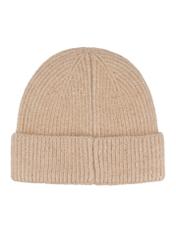 Beige women's hat with shiny thread CZADT-0227-1D(Z26), back view of the product on a white background.